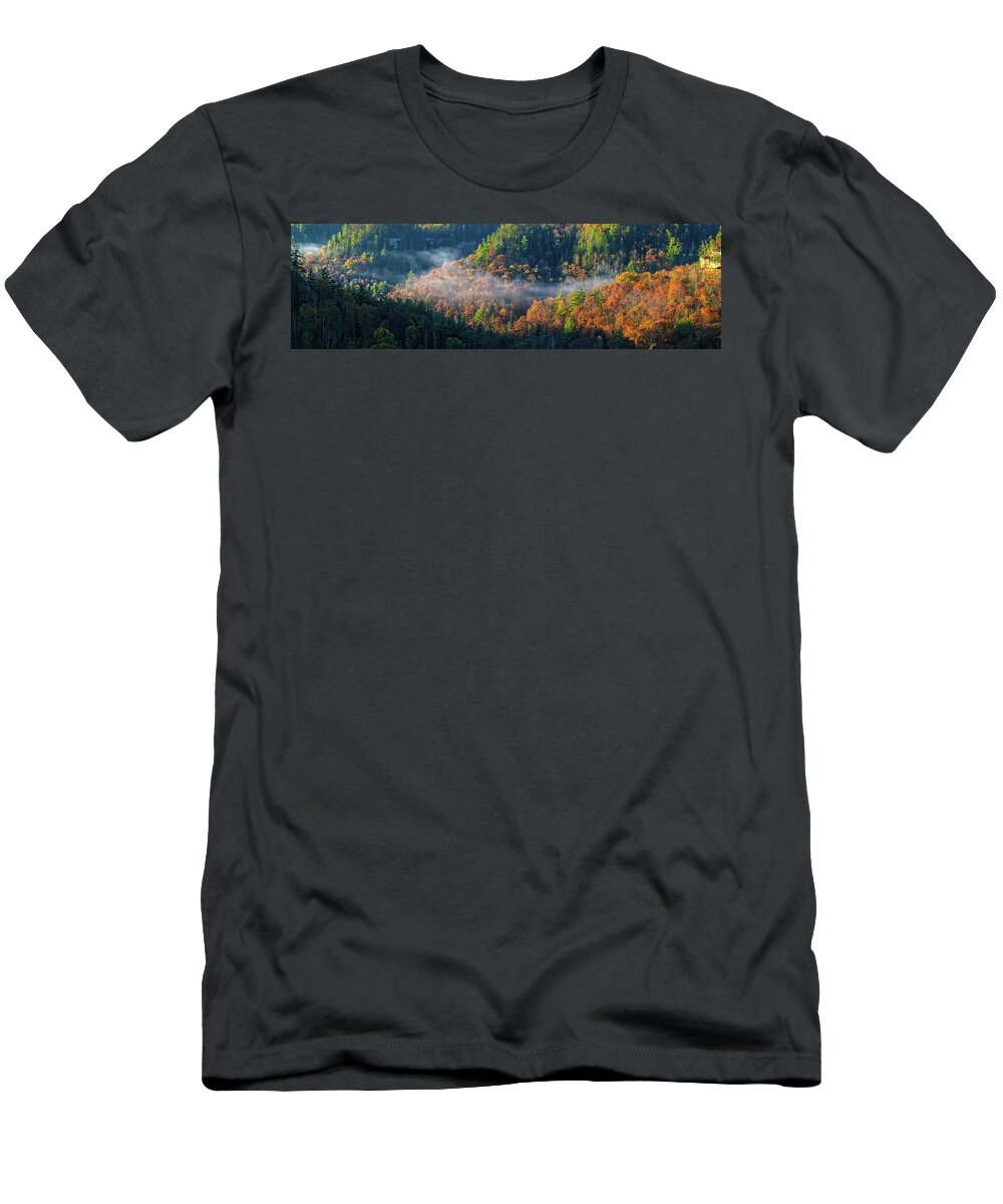 Autumn T-Shirt featuring the photograph Autumn Morning Mist by Monroe Payne