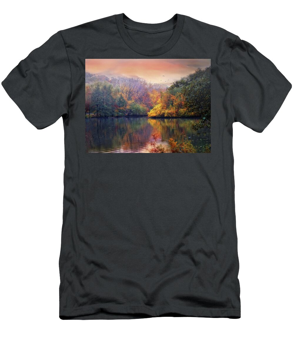 Autumn T-Shirt featuring the photograph Autumn on a Lake by Jessica Jenney