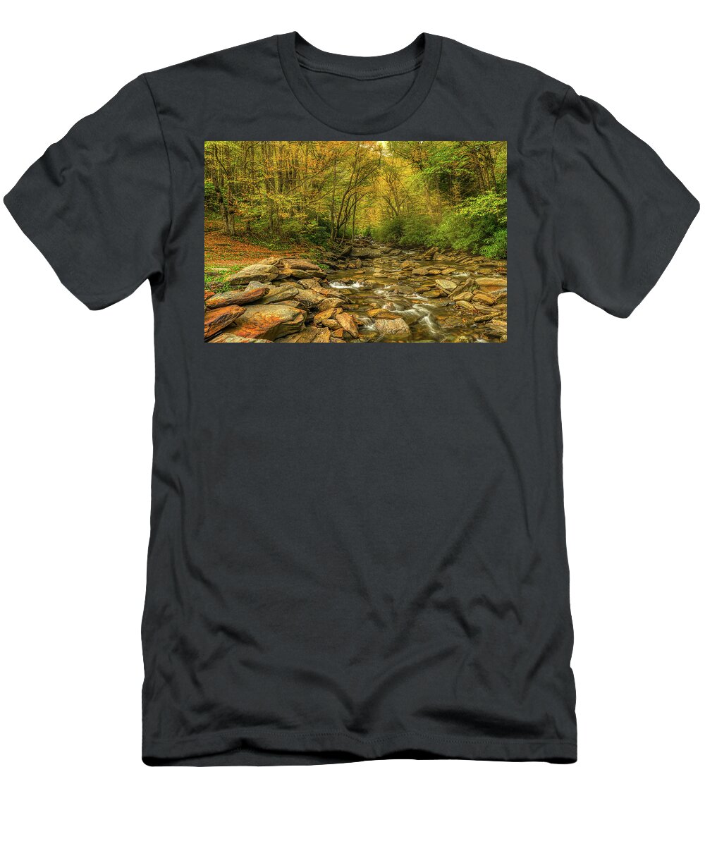 October T-Shirt featuring the photograph Autumn on Laurel Creek by Kenneth Everett