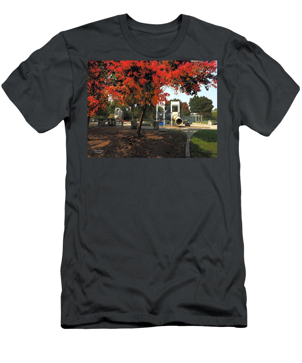 Digital Painting T-Shirt featuring the photograph Autumn Park Diversity by Richard Thomas