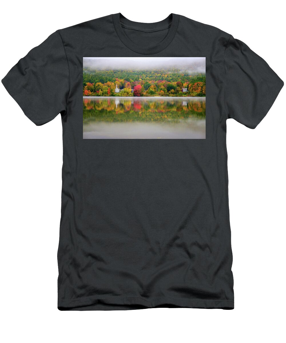 New Hampshire T-Shirt featuring the photograph Autumn Reflections, Eaton, NH. by Jeff Sinon