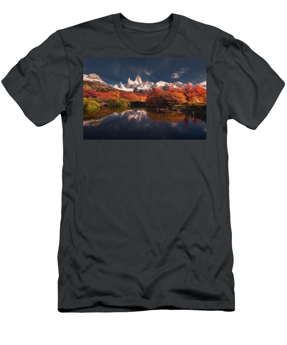 Autumn T-Shirt featuring the photograph Autumn Reflections by Henry w Liu