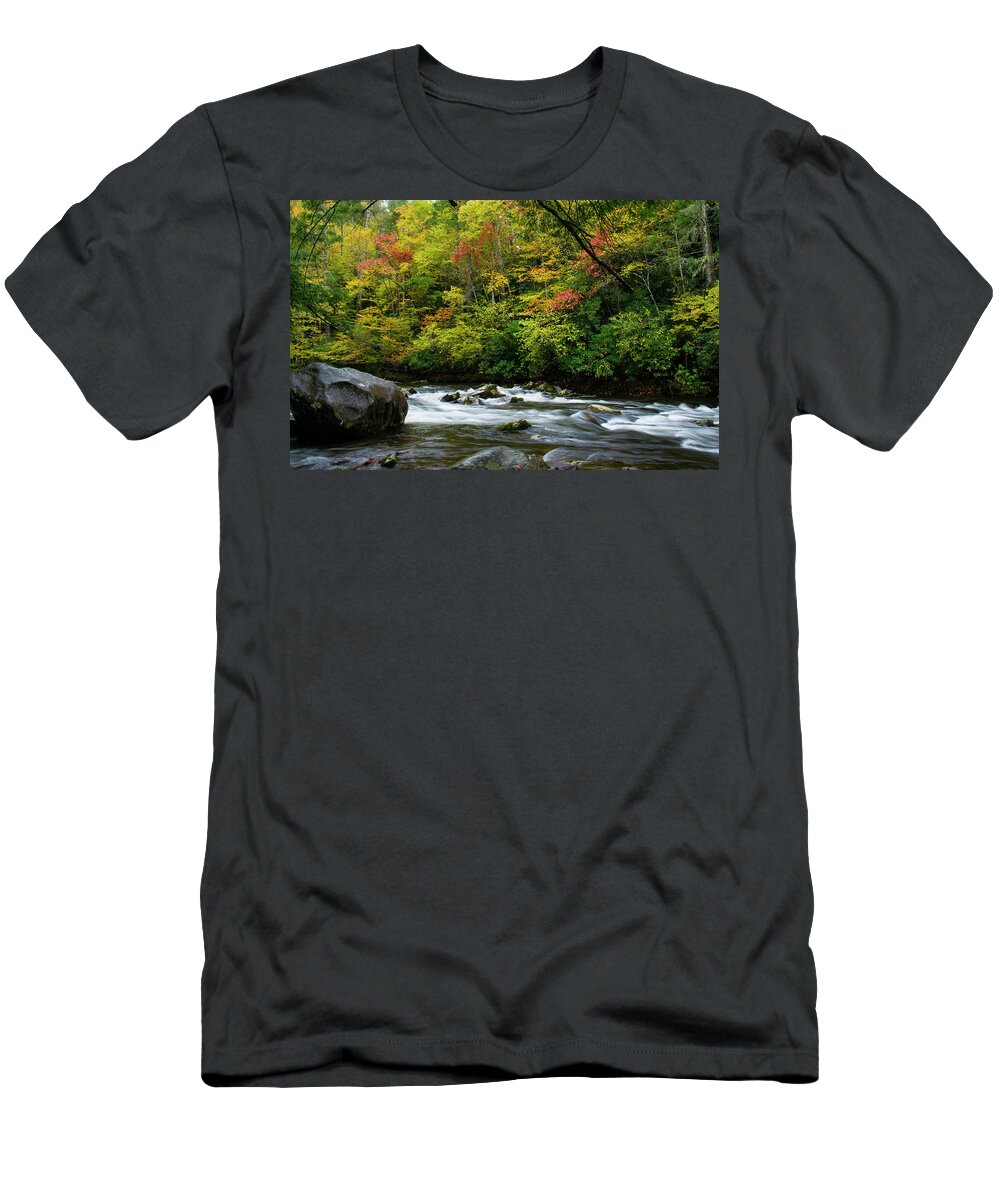 Autumn T-Shirt featuring the photograph Autumn Stream 2 by Larry Bohlin