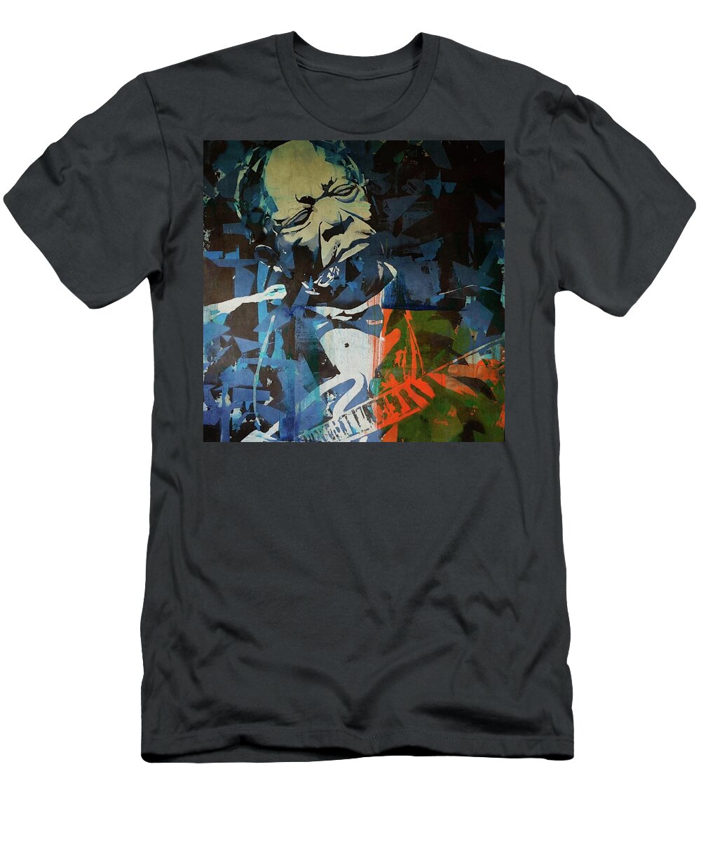 B B King Portrait T-Shirt featuring the painting B B King by Paul Lovering