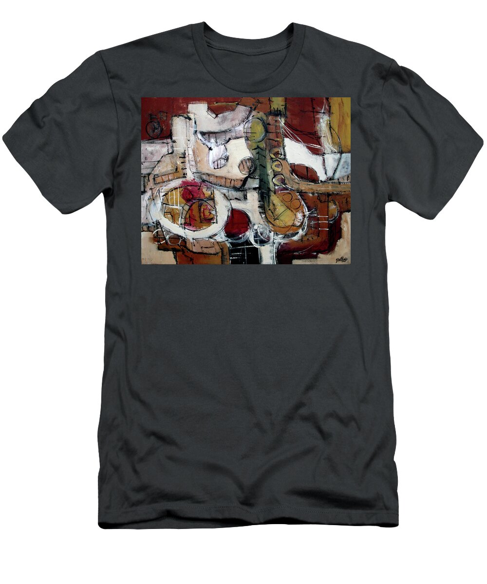 Abstract T-Shirt featuring the painting Back Nine by Jim Stallings
