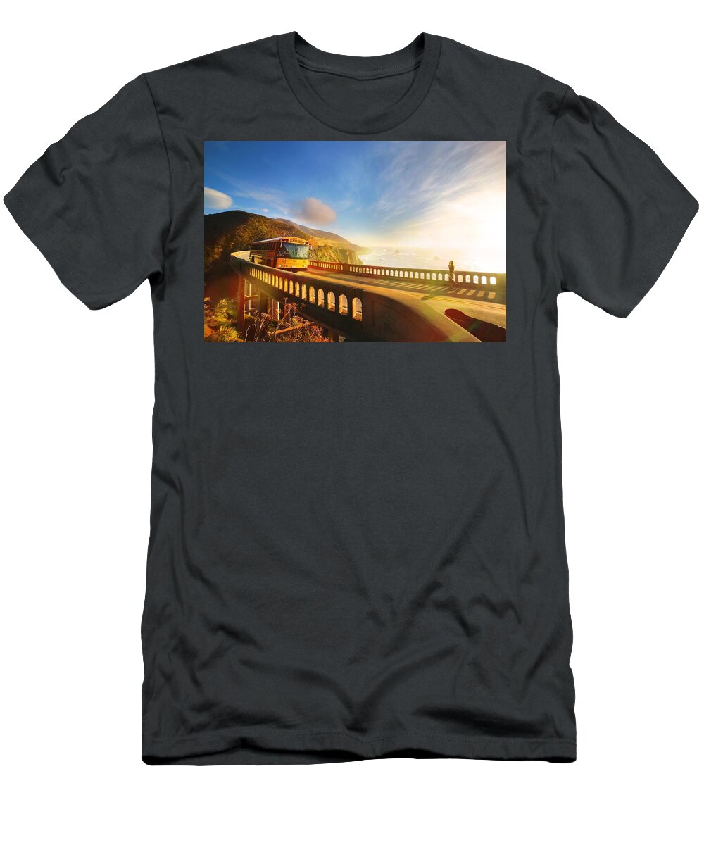 School Bus T-Shirt featuring the photograph Back to Light by Fabio Piacenza by California Coastal Commission