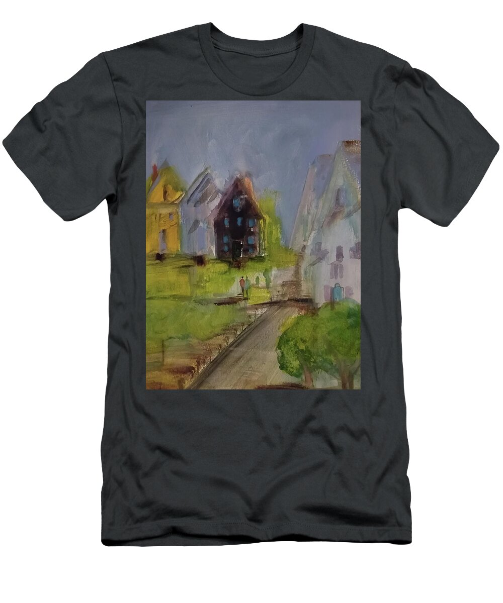 Watercolor T-Shirt featuring the painting Backyard Evening Watercolor by Lisa Kaiser