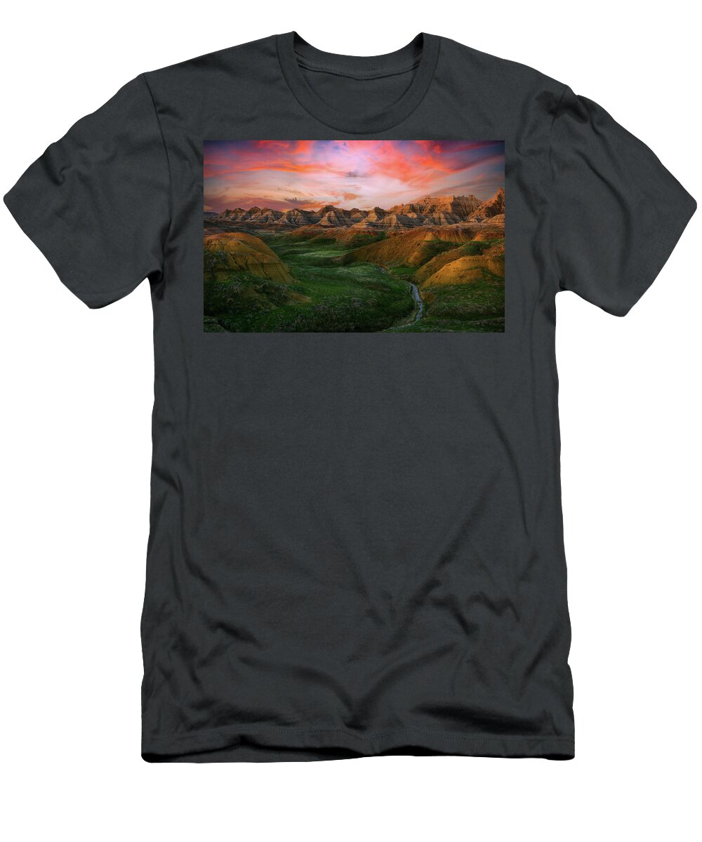 Badlands Sunrise T-Shirt featuring the photograph Badlands Beauty by Dan Sproul