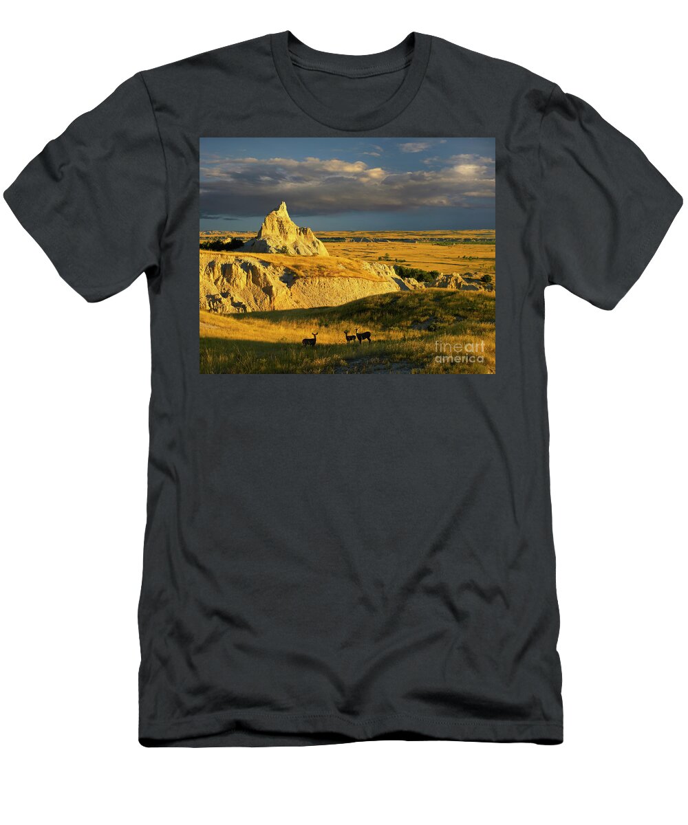 00175613 T-Shirt featuring the photograph Badlands Mule Deer by Tim Fitzharris