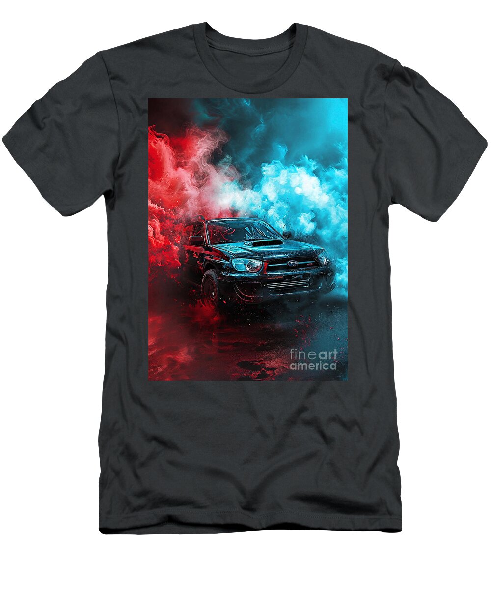 Car T-Shirt featuring the digital art Baja Bonfire Subaru Baja in Epic Smoke Canvases by Clark Leffler