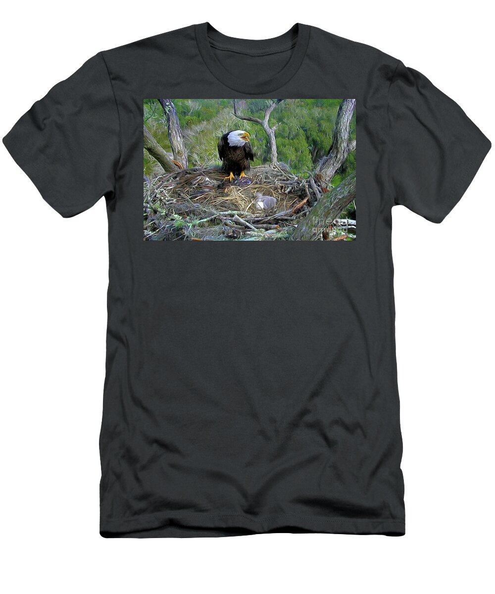 Bald Eagle T-Shirt featuring the photograph Bald Eagle - Calling Her Mate by Scott Cameron