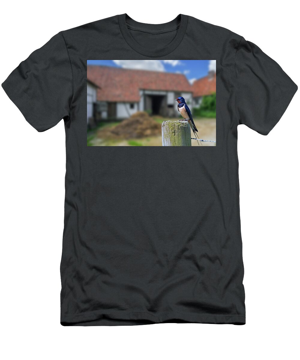 Barn Swallow T-Shirt featuring the photograph Barn Swallow at Farm by Arterra Picture Library