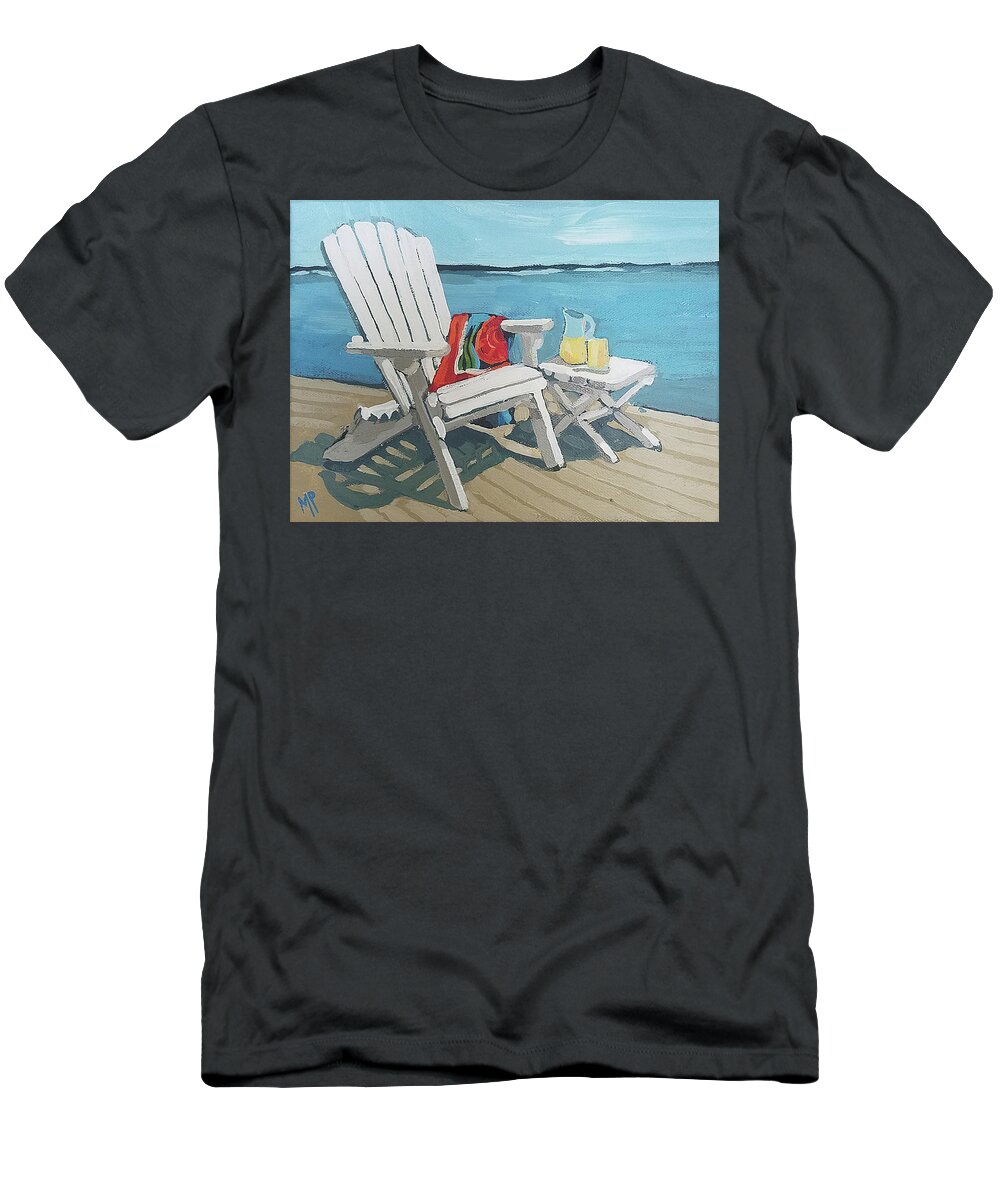 Coastal T-Shirt featuring the painting Beach Chair with Towel by Melinda Patrick