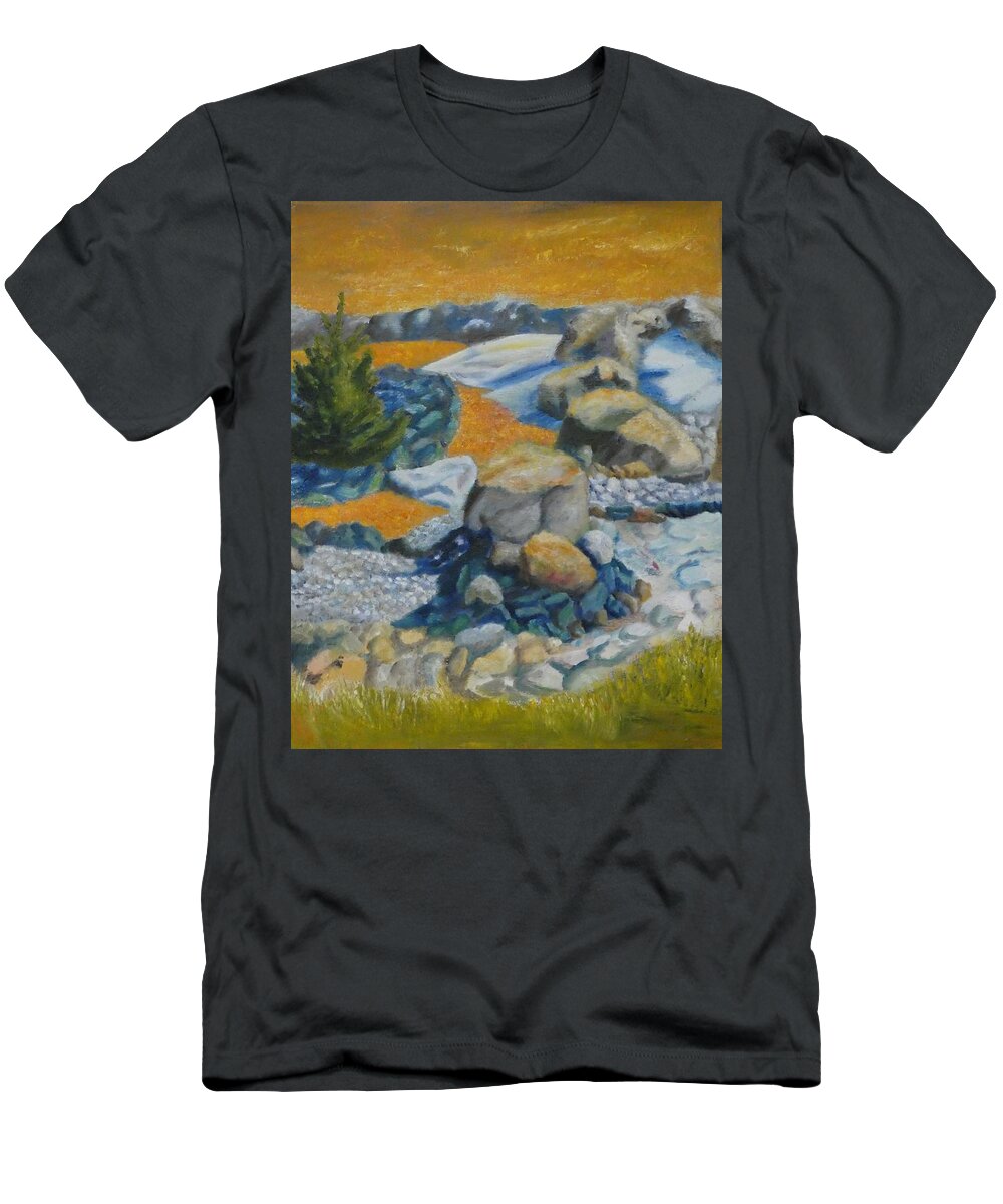  T-Shirt featuring the painting Beautiful Rockscape by Joseph Eisenhart