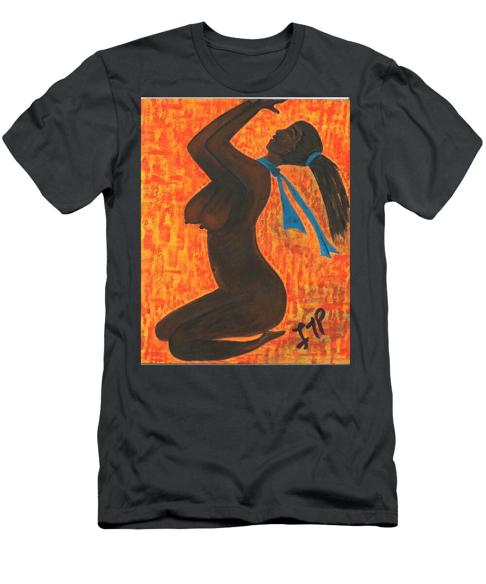 Woman T-Shirt featuring the painting Beauty and the Beauty by Esoteric Gardens KN