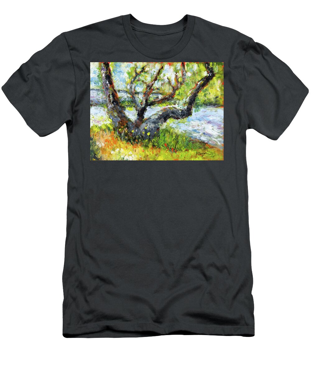 Ona Beach T-Shirt featuring the painting Beaver Creek at Ona Beach by Mike Bergen