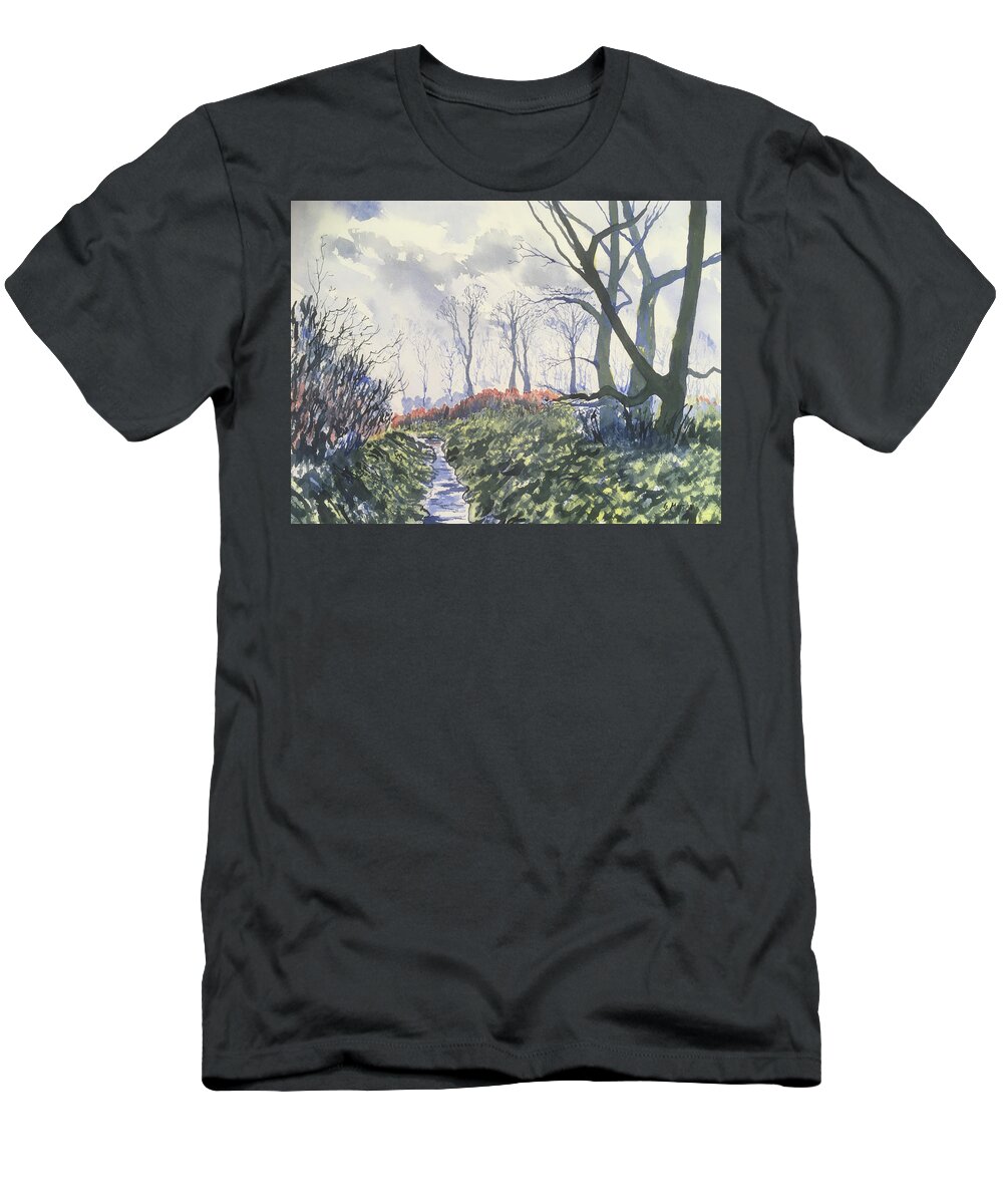 Watercolour T-Shirt featuring the painting Beck in Back Lane by Glenn Marshall