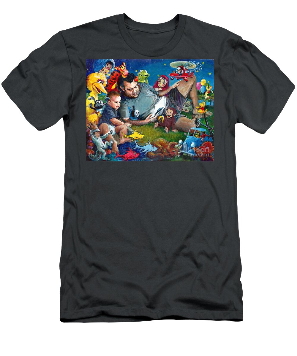 Bedtime Stories T-Shirt featuring the painting Bedtime Stories by Merana Cadorette
