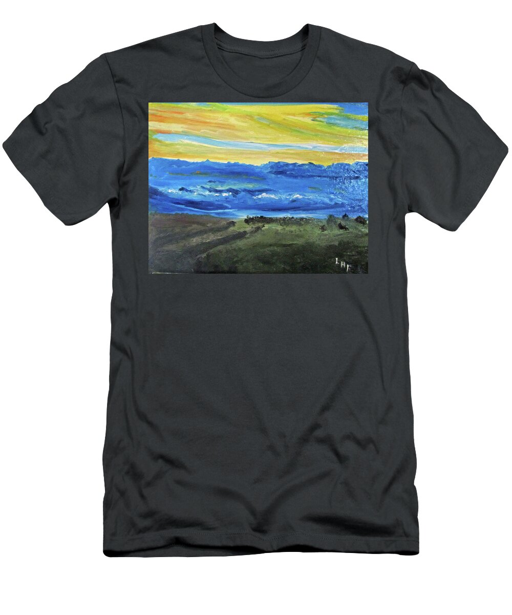 Landscape T-Shirt featuring the painting Before the Rain by Linda Feinberg