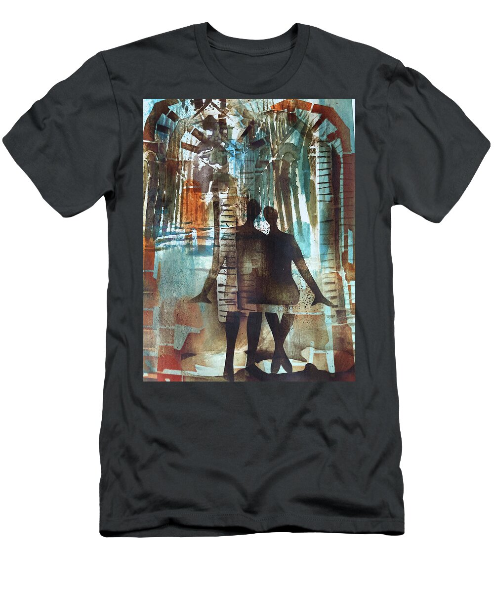 Couple T-Shirt featuring the painting Being Together by Tommy McDonell