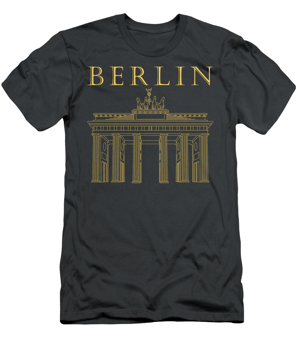 Berlin T-Shirt featuring the digital art Berlin - Berlin For Men Women Kids Germans Brandenburg Gate Germany by Mercoat UG Haftungsbeschraenkt