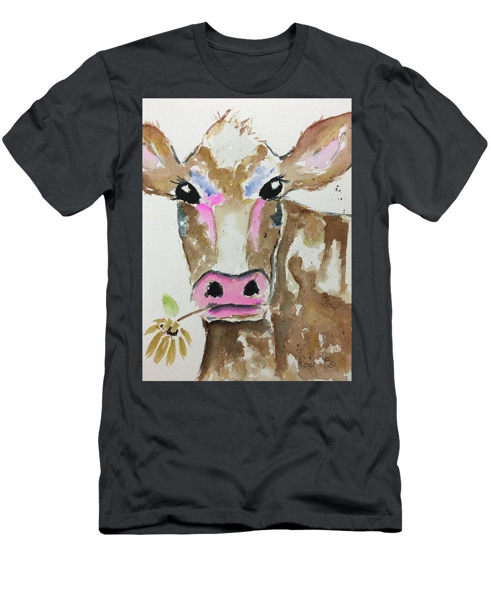 Cow T-Shirt featuring the painting Betty Cow by Roxy Rich