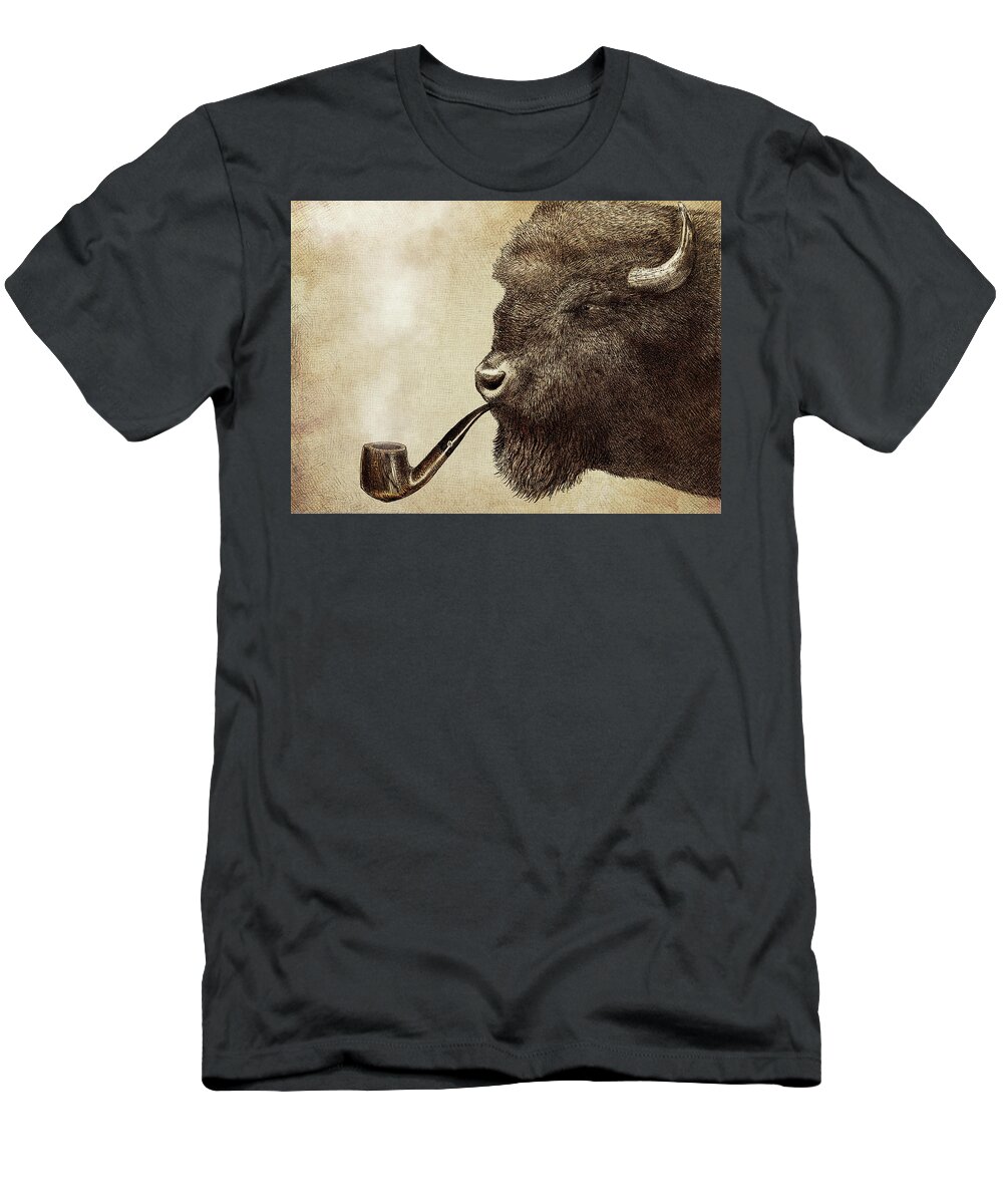 Buffalo T-Shirt featuring the drawing Big Smoke by Eric Fan