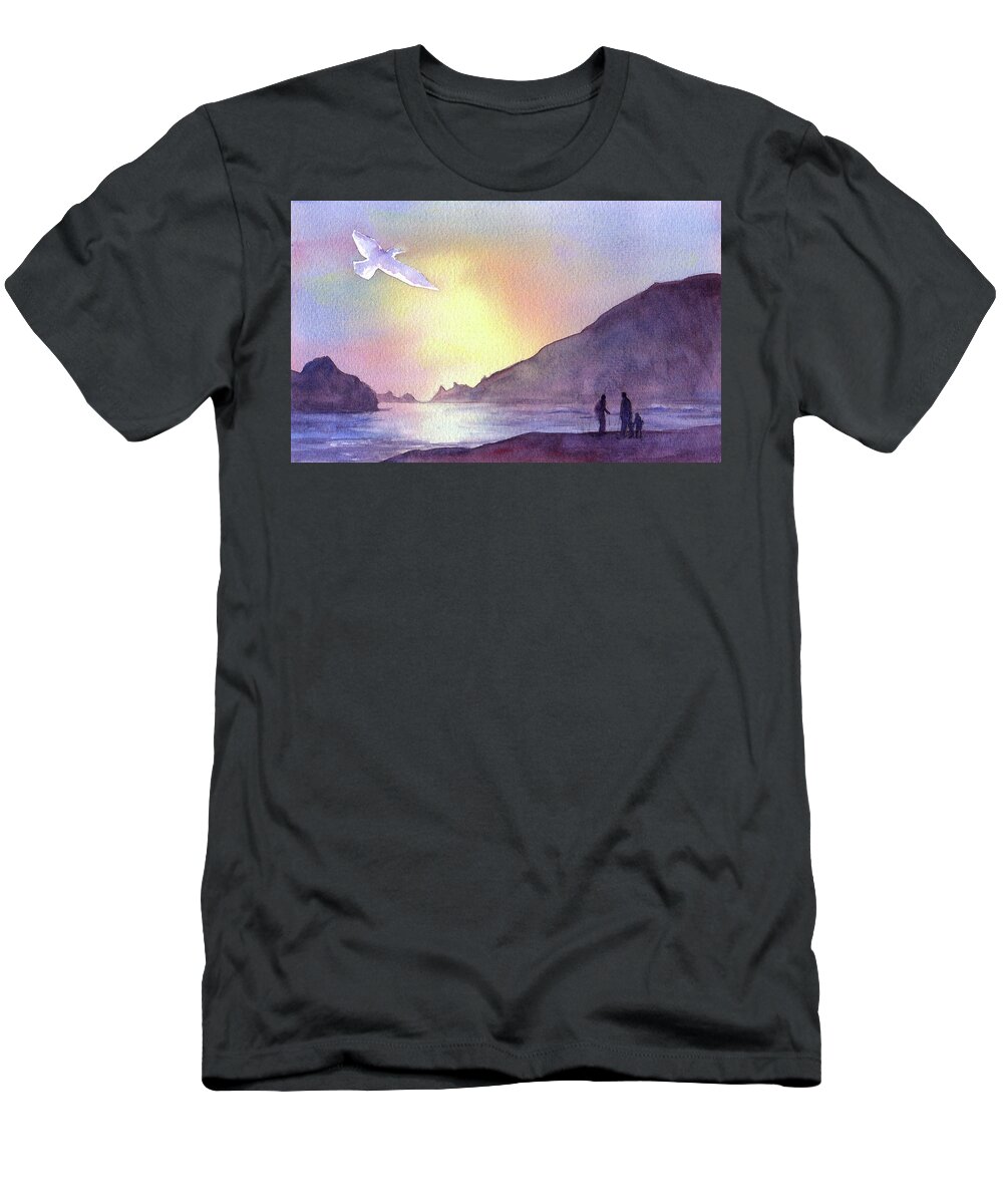 Artist T-Shirt featuring the painting Big Sur Sunset II by Joan Wolbier