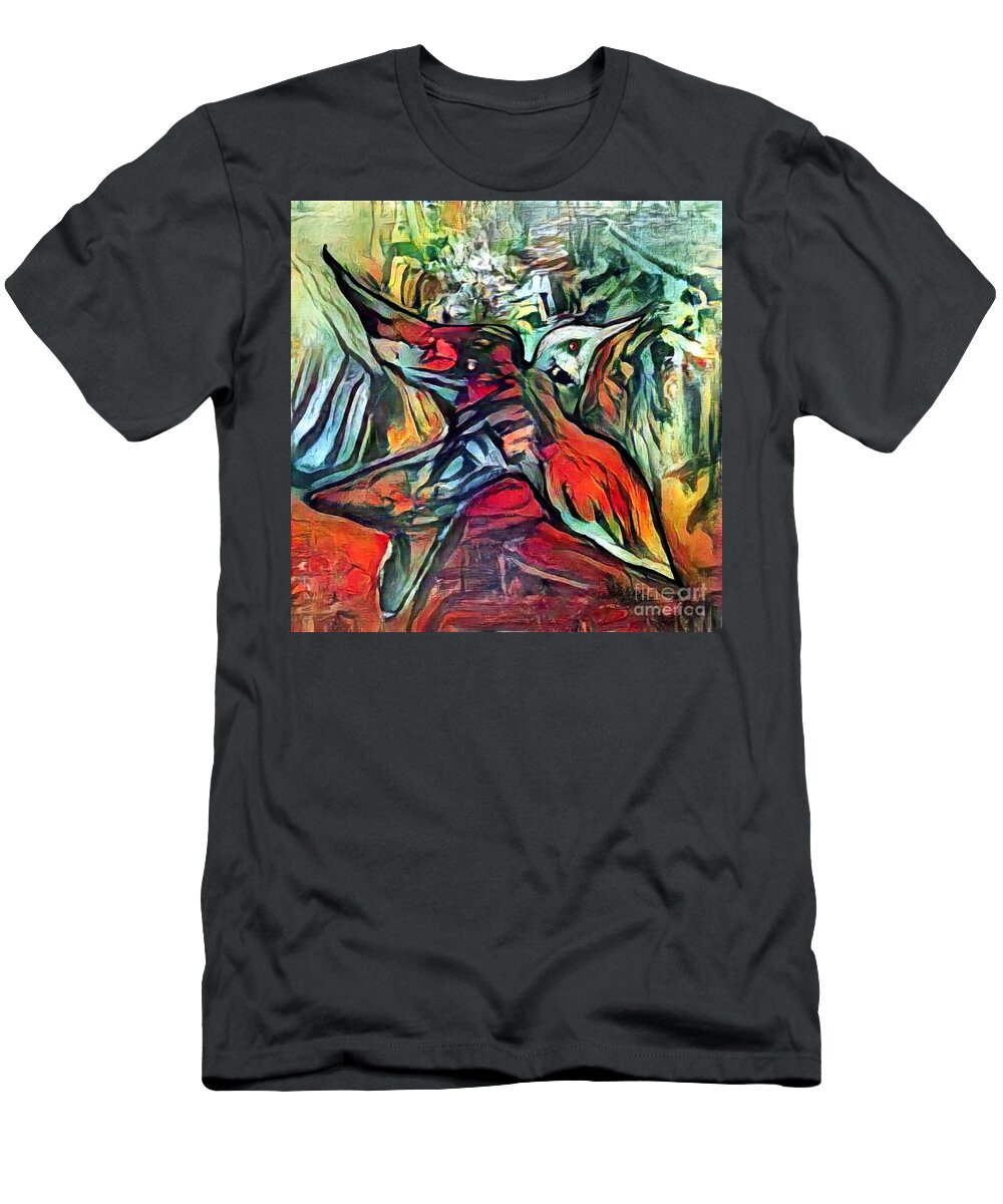 Bird Art T-Shirt featuring the digital art Bird Flying Solo 008 by Stacey Mayer