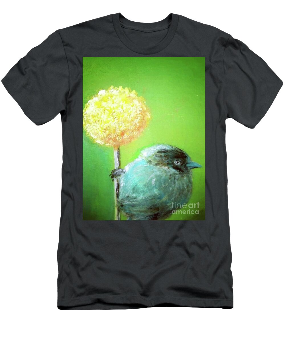 Bird T-Shirt featuring the painting Birdy Nam Nam by Alexandra Vusir
