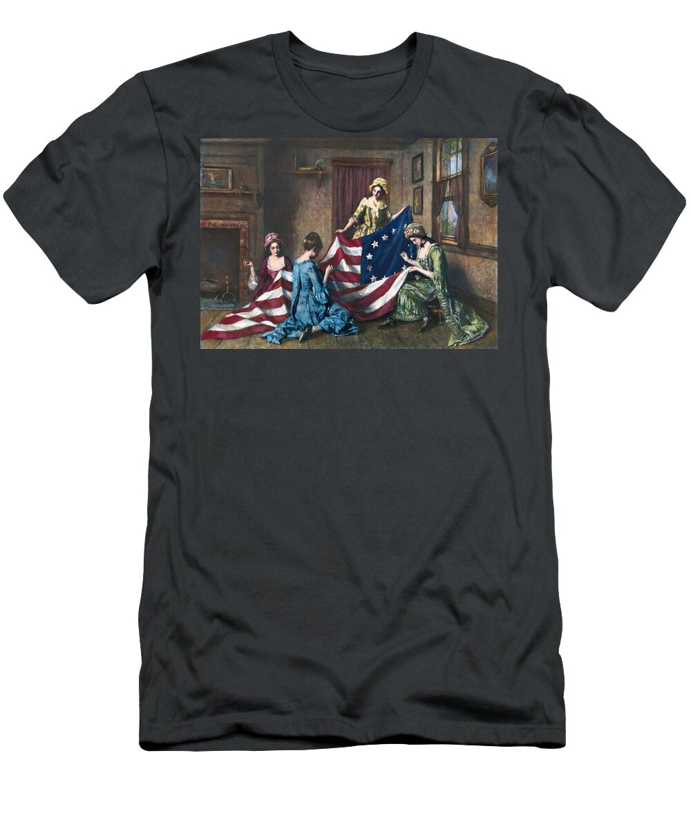 13 Star Flag T-Shirt featuring the painting Birth Of The Flag by Granger