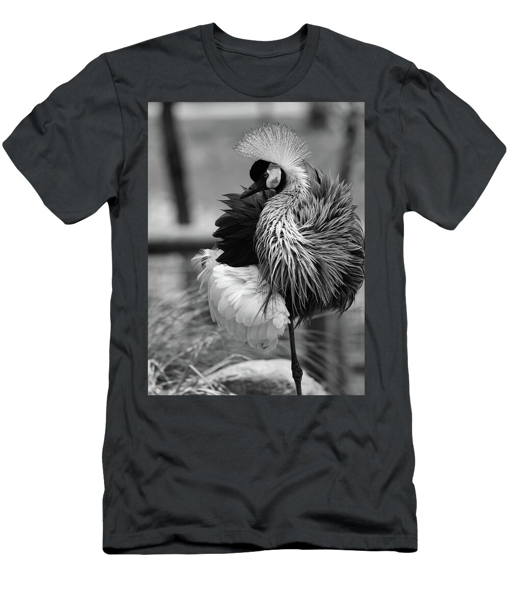 Black And White T-Shirt featuring the photograph Black and White Crane by Scott Burd