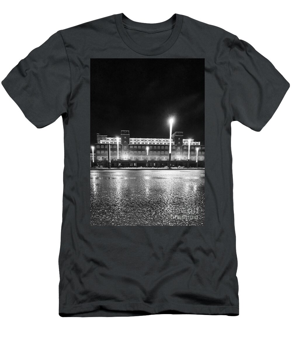 Museum T-Shirt featuring the photograph Black and white shot of central depot of LVR Industrial Museum by Mendelex Photography