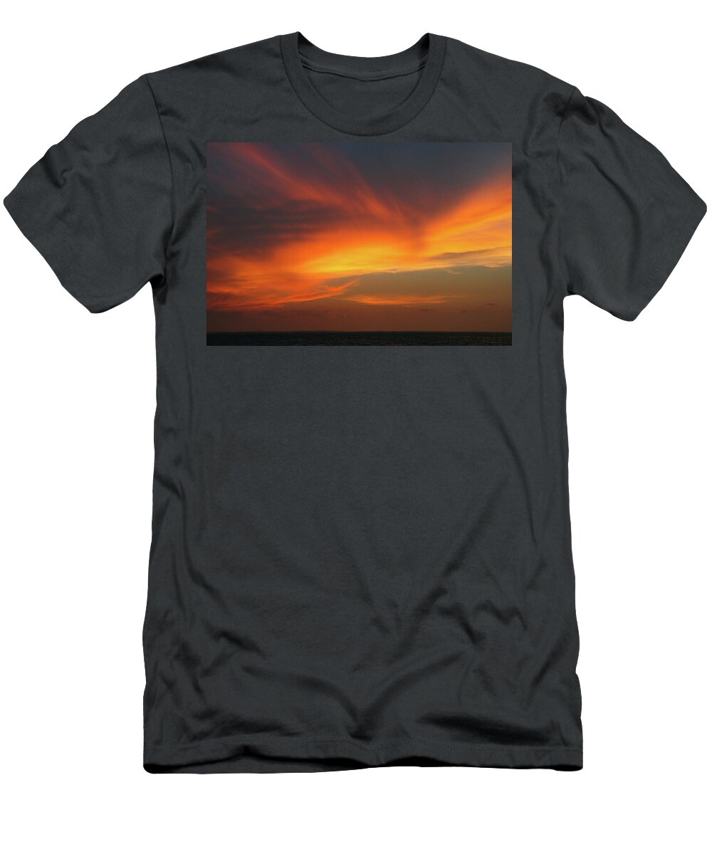 Mexico T-Shirt featuring the photograph Black Ocean, Orange Sky by Leslie Struxness
