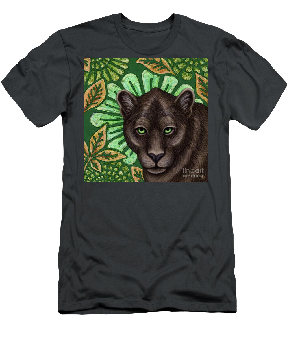 Black Panther T-Shirt featuring the painting Black Panther Botanical by Amy E Fraser