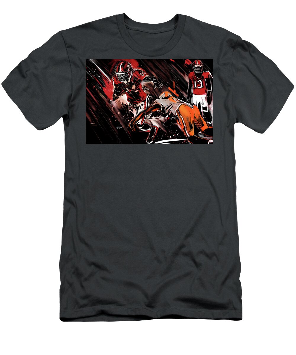 Black Red Rain T-Shirt featuring the painting Black Red Rain by John Gholson