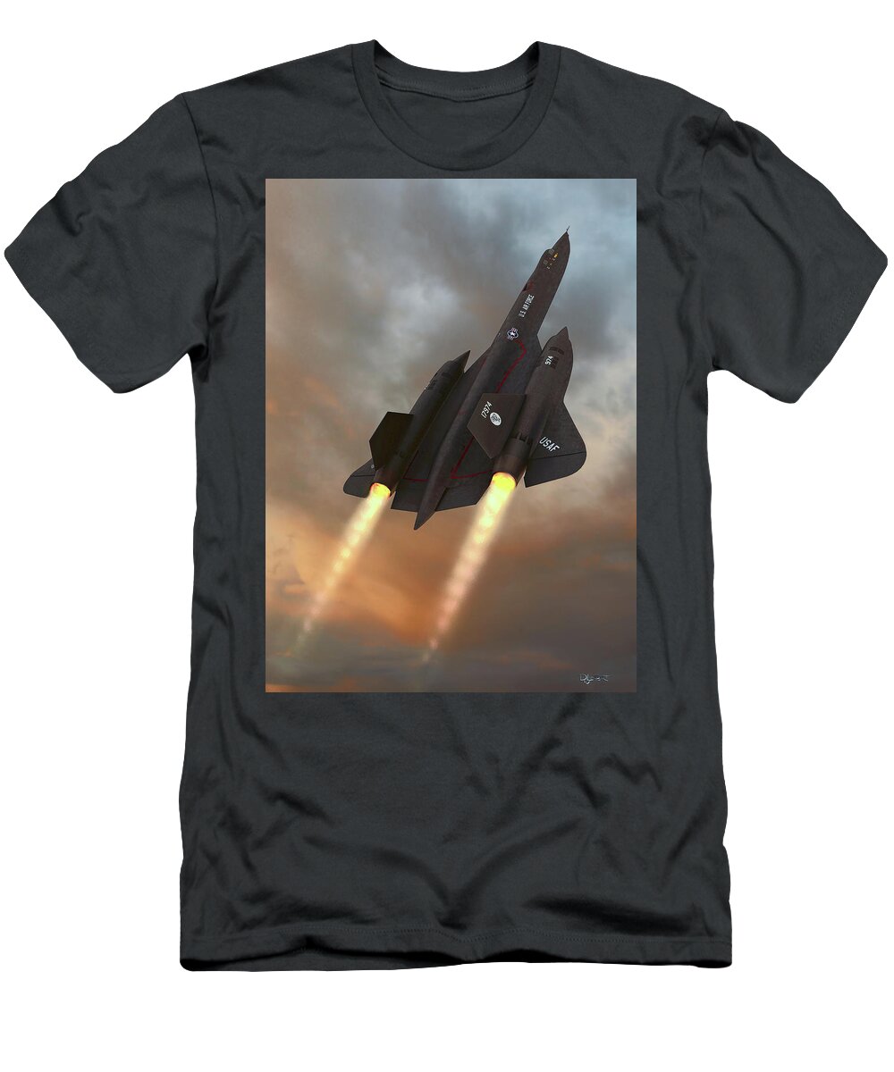 Blackbird T-Shirt featuring the digital art Blackbird Rising by David Luebbert