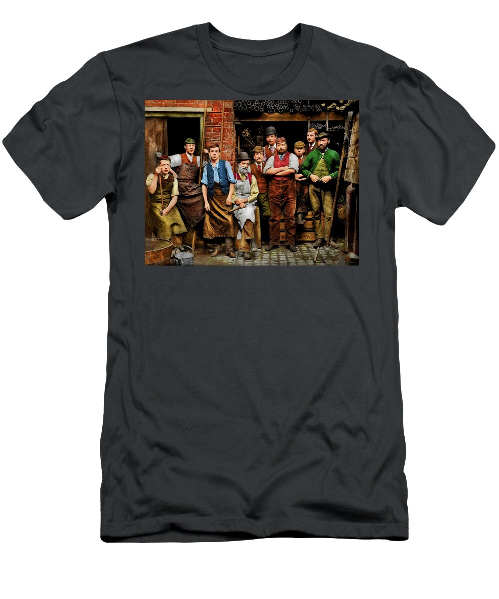 United Kingdom T-Shirt featuring the photograph Blacksmith - The Ironmongers of Maidenhead 1900 by Mike Savad