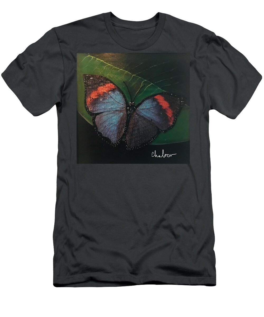 Butterfly T-Shirt featuring the painting Blessed Butterfly by Charles Young