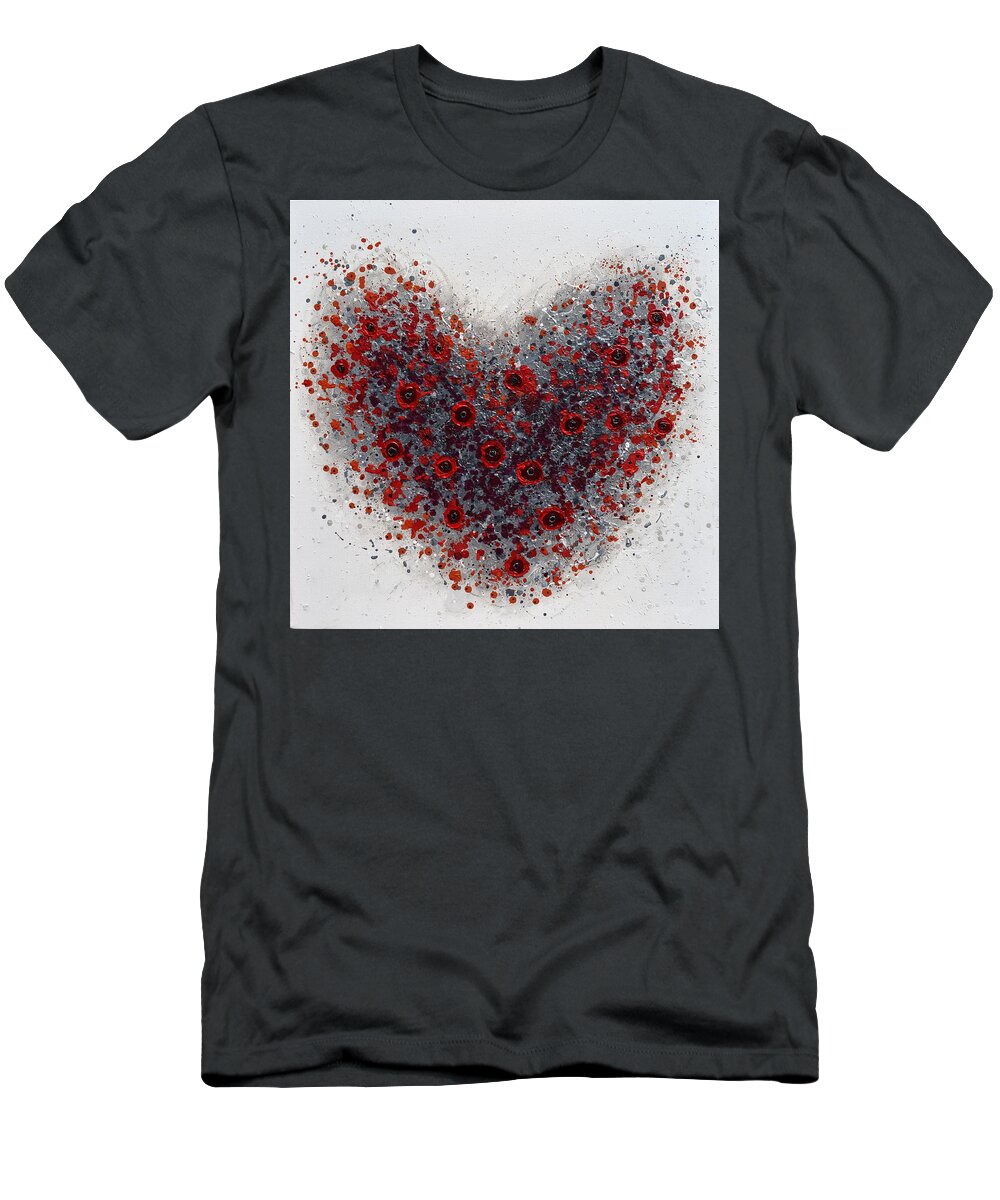 Heart T-Shirt featuring the painting Blooming with Love by Amanda Dagg