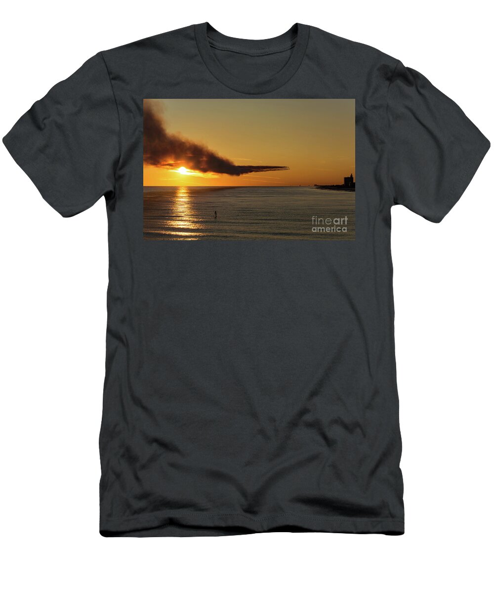 Blue Angels T-Shirt featuring the photograph Blue Angels over Pensacola Beach at Sunset by Beachtown Views