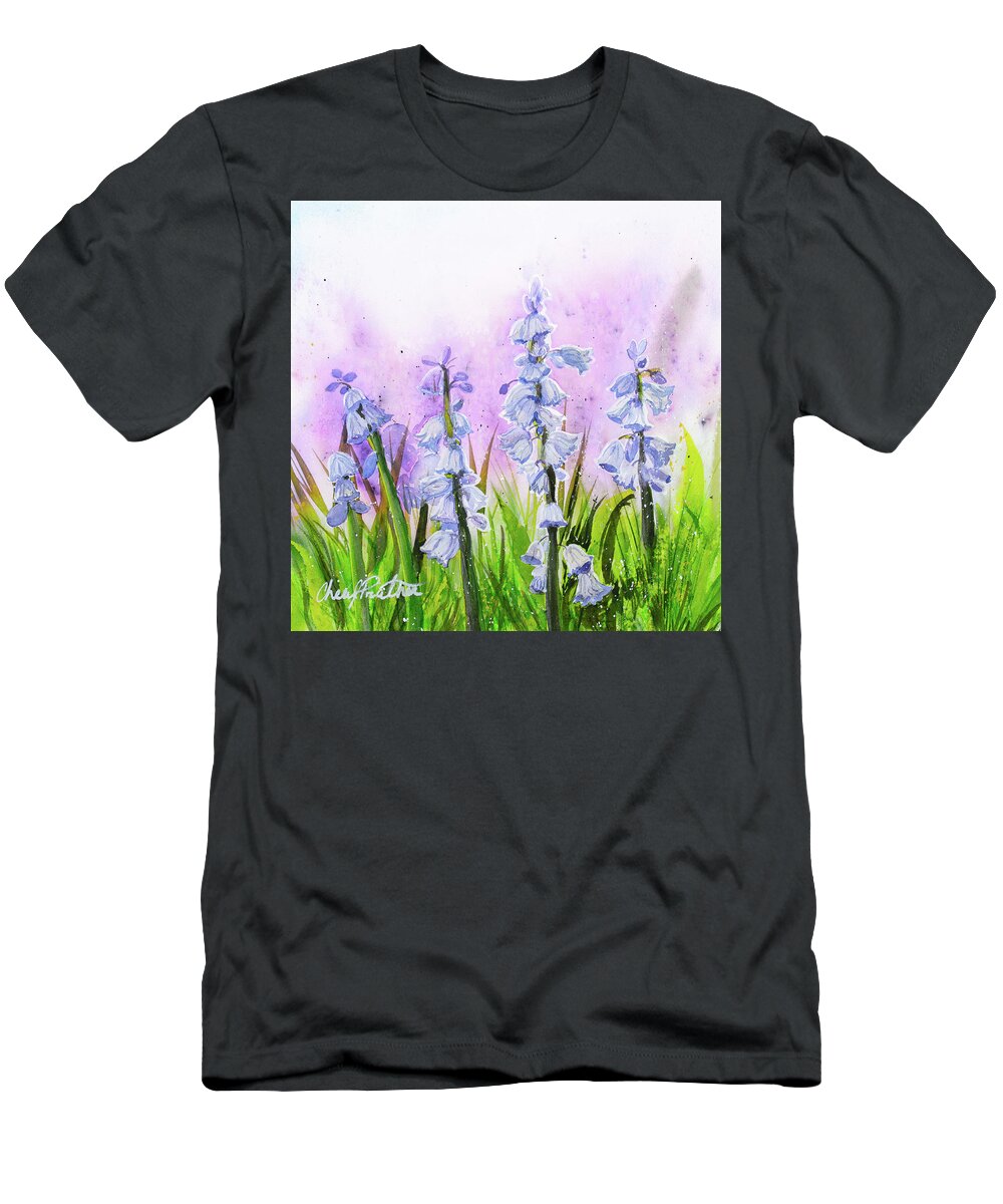 Bluebells T-Shirt featuring the painting Blue Bells by Cheryl Prather