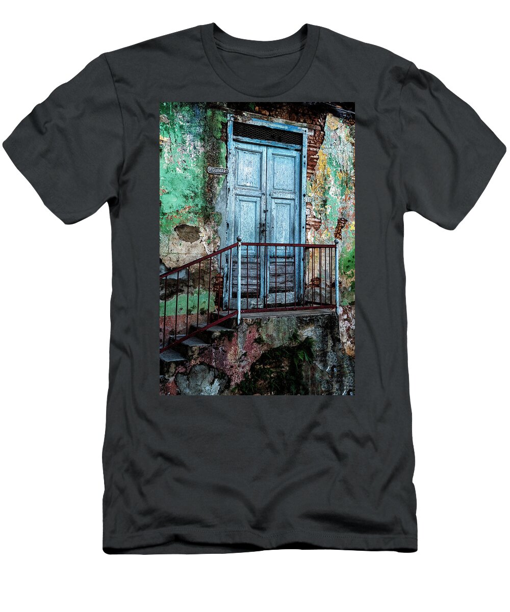 Havana Cuba T-Shirt featuring the photograph Blue Door by Tom Singleton