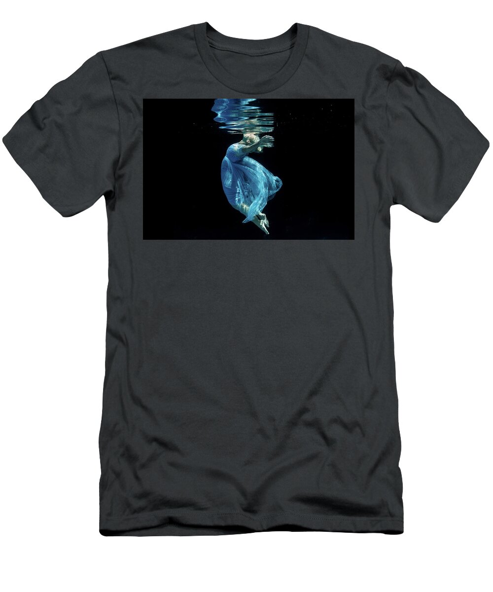 Underwater T-Shirt featuring the photograph Blue Feelings by Gemma Silvestre