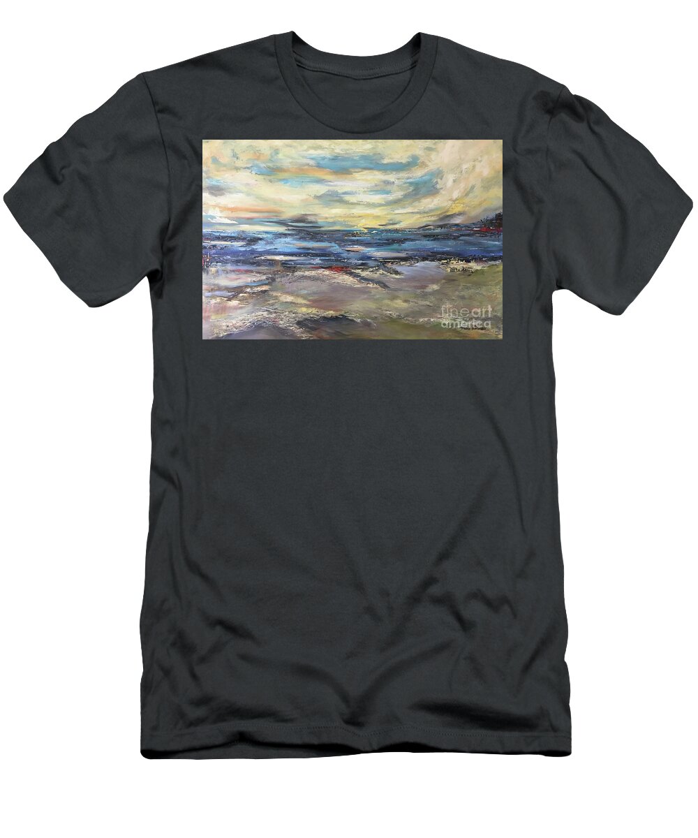 Painting T-Shirt featuring the painting Blue horizon by Maria Karlosak