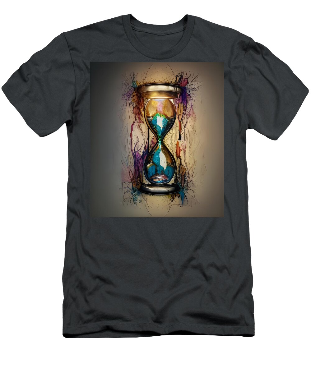 Digital T-Shirt featuring the digital art Blue Hourglass by Beverly Read