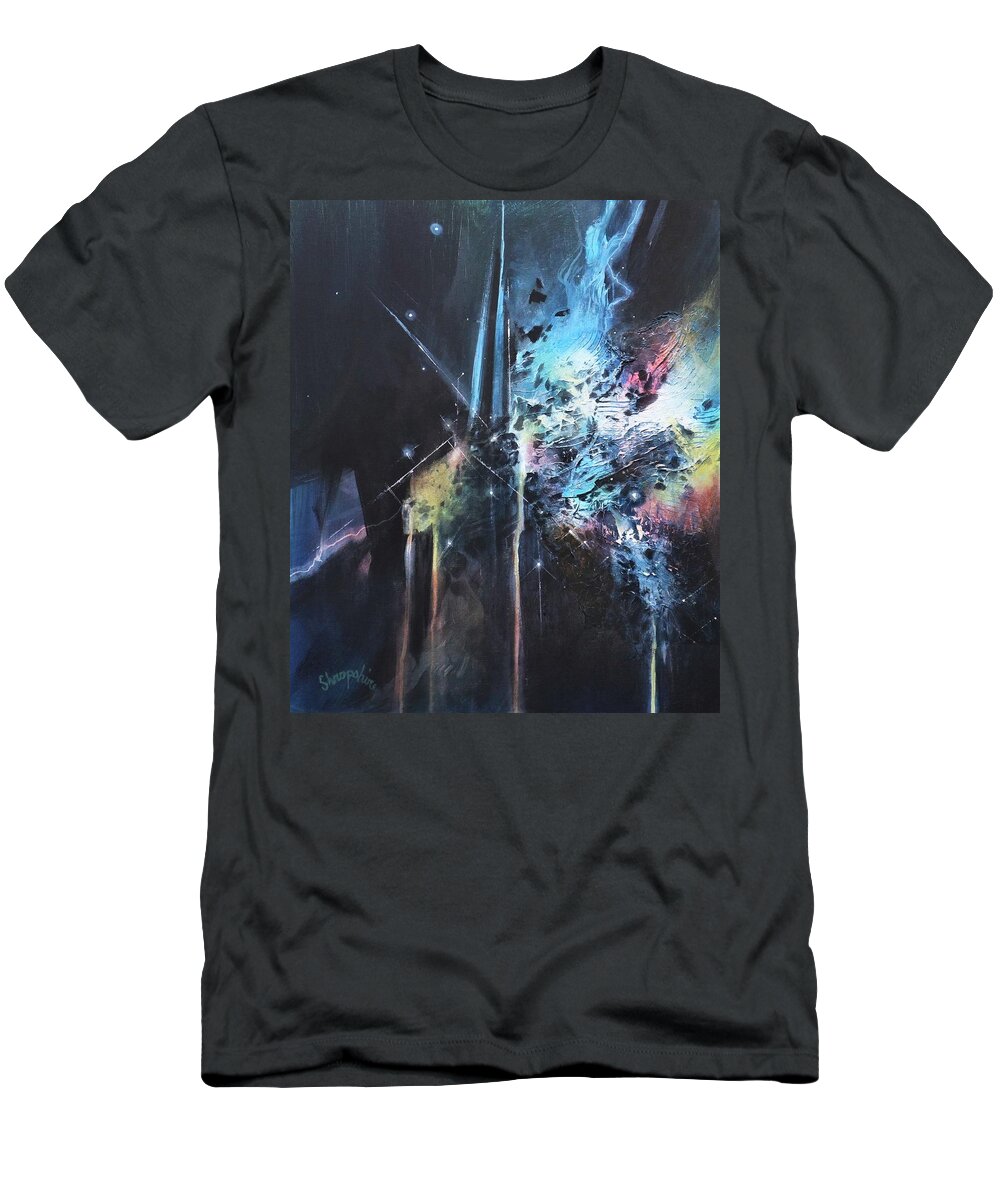  Blue Ice T-Shirt featuring the painting Blue Ice Crystals by Tom Shropshire
