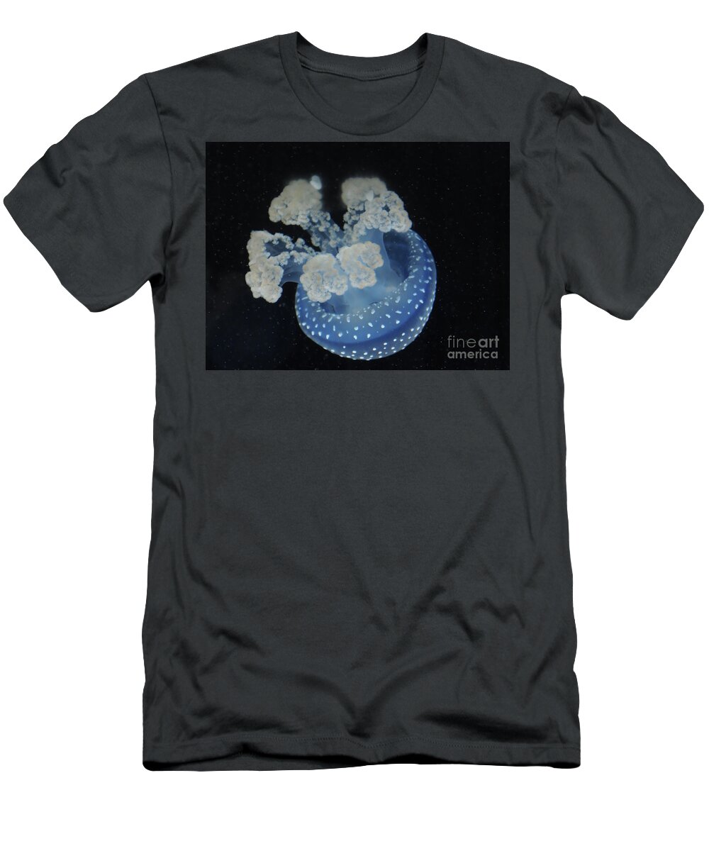 Blue T-Shirt featuring the photograph Blue Jelly Fish by Adrienne Franklin