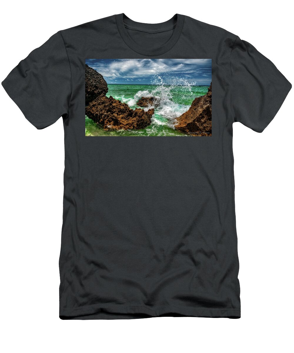 Rocks T-Shirt featuring the photograph Blue Meets Green by Christopher Holmes
