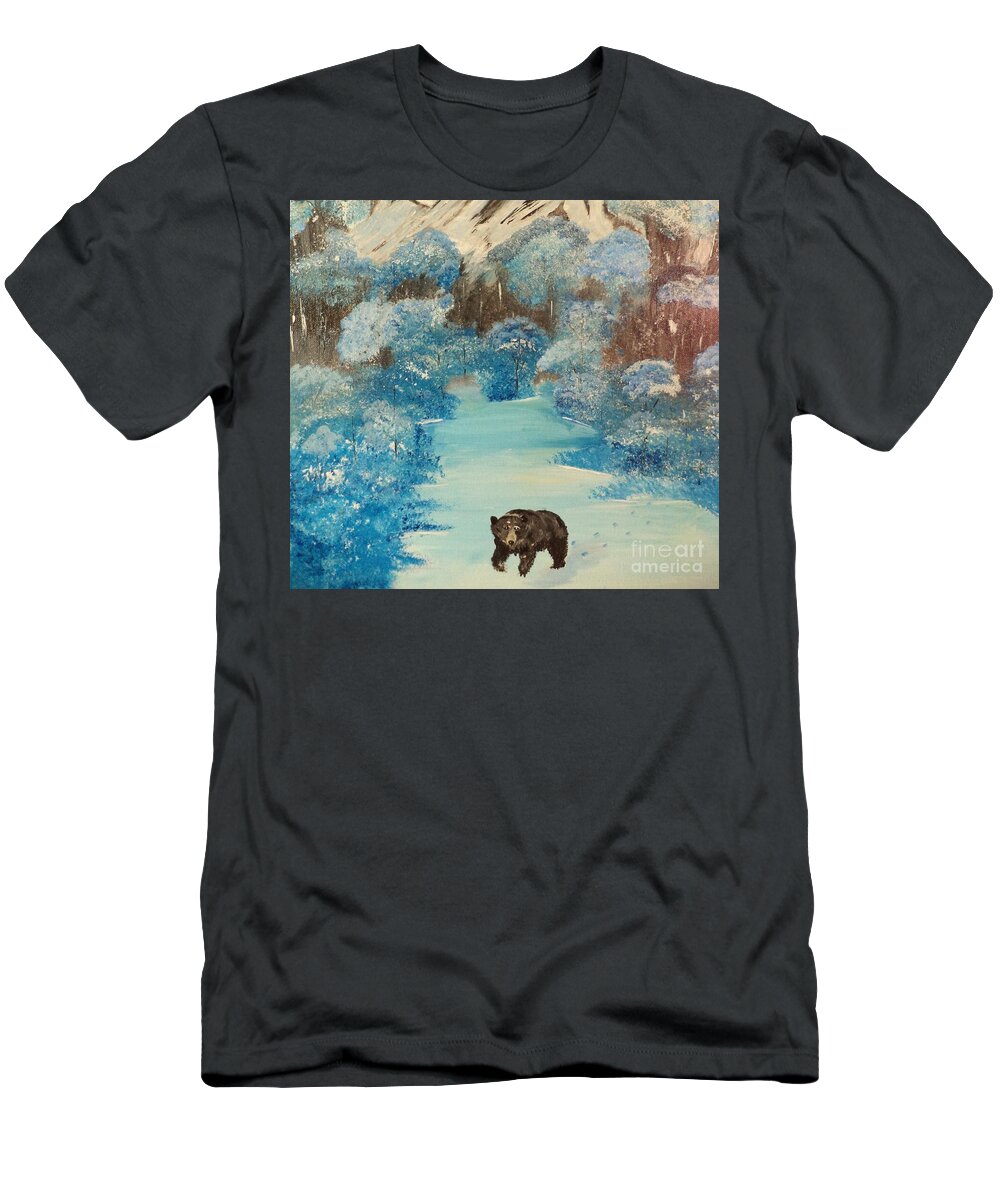 Donnsart1 T-Shirt featuring the painting Blue Mountain Bear Painting # 278 by Donald Northup